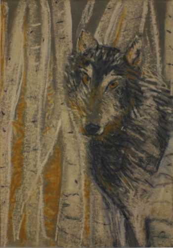 Abbildung: Wolf I, 2008, 100x70 cm, &Ouml;l auf Karton von Brigitta C. Quast